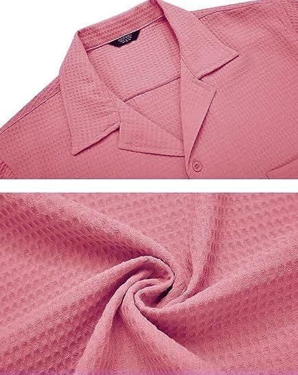 Men's Knit Stylish Half Sleeve Shirt Pink