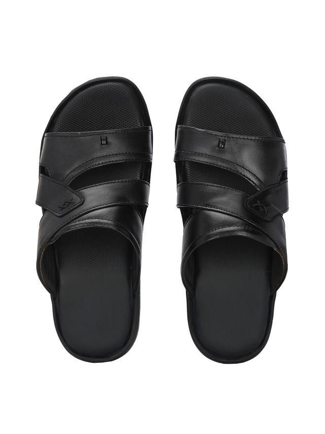 Men Cloud Nine Black Leather Slippers