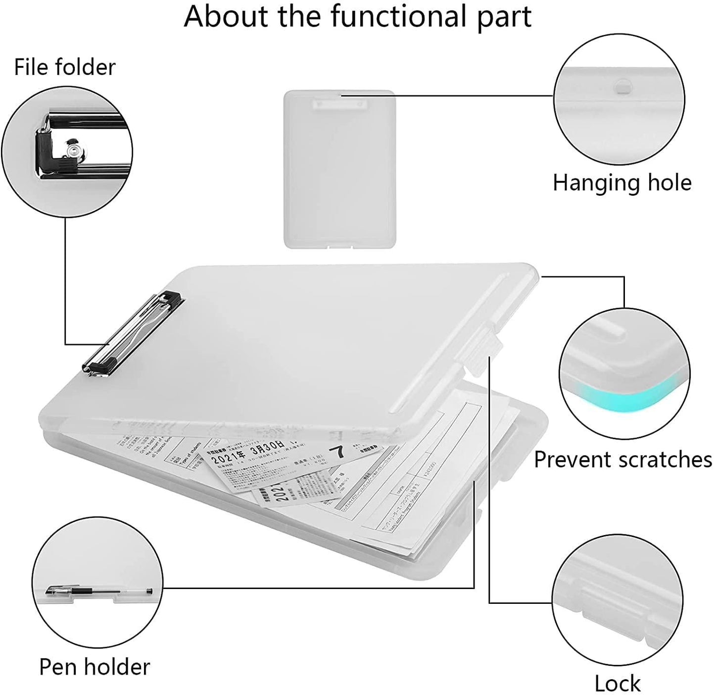 Clipboard Paper Holder Storage Writing Pad with Storage Plastic Clipboard Ideal for Office, Nurse, Students, Teachers, Sales