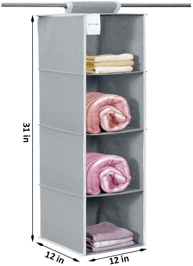 Cloth Organizer - Hanging 4 Shelves Wardrobe Organizer