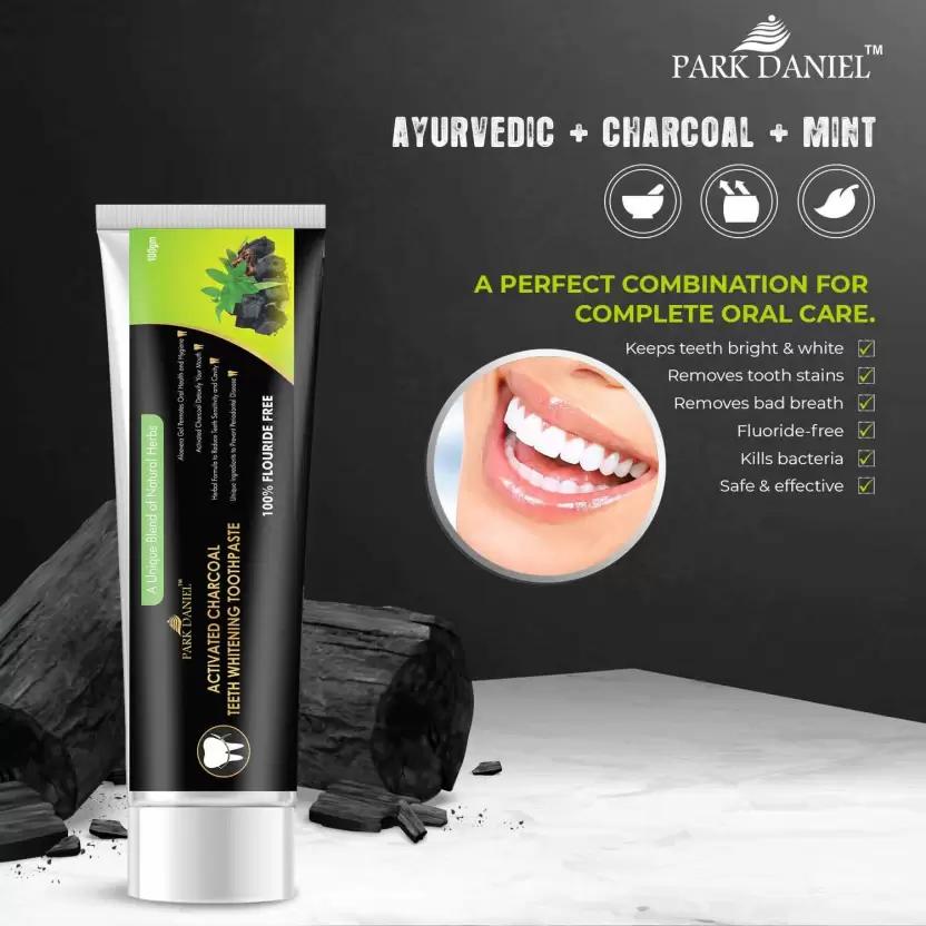 PARK DANIEL Natural Activated Charcoal Teeth Whitening Toothpaste - For Tobacco Stain, Tartar, Gutkha Stain and Yellow Teeth Removal | No Side Effect (100gm) Toothpaste  (100)