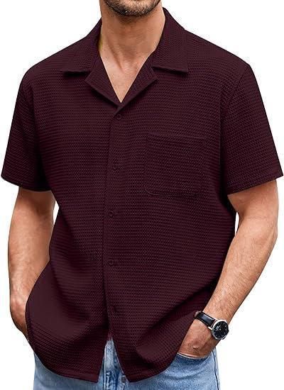 Men's Knit Stylish Half Sleeve Shirt Purple