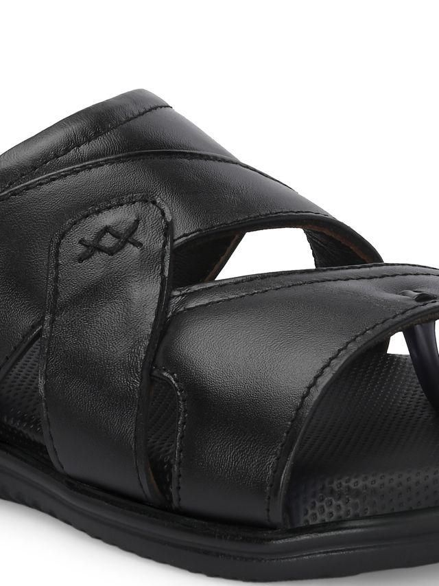 Men Cloud Nine Black Leather Slippers