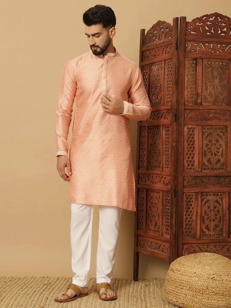 Men's Jacquard Solid Kurta Pyajama Set