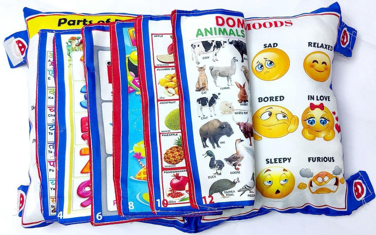 Baby Digital Printed Cotton Fabric Educational Alphabet Learning Soft Pillow Cushion Book. Toys for Kids Girls and Boys Toddler