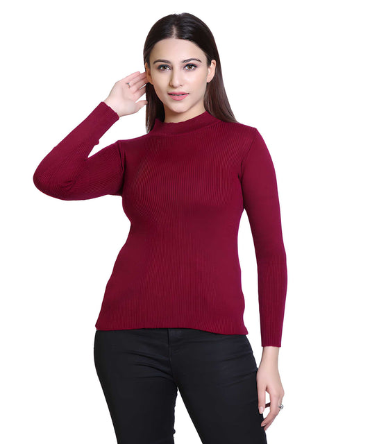 Women's Solid Woolen Full Sleeves Sweater