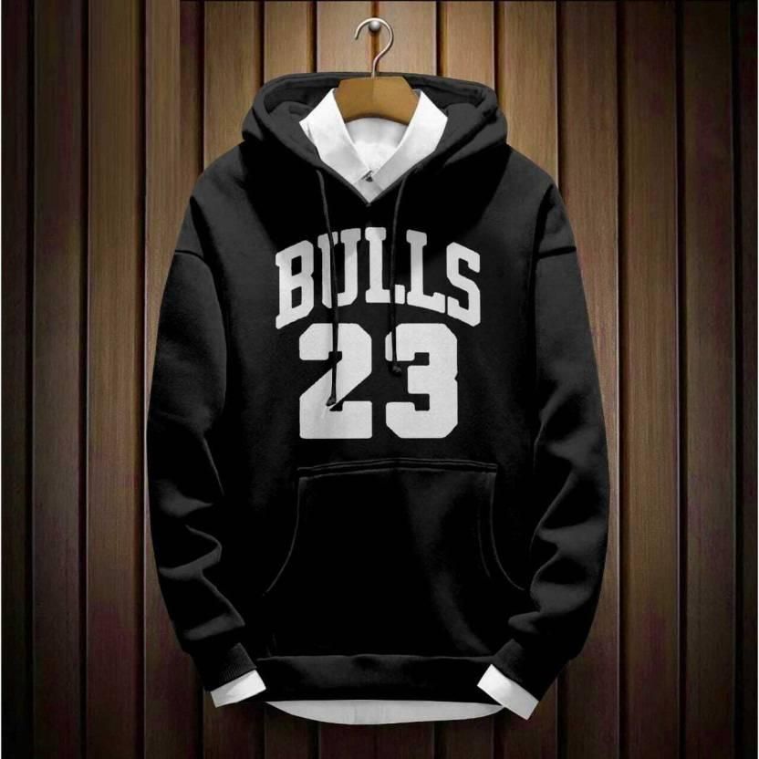 Men's Fleece Typography Print Black Hoodies Sweatshirts