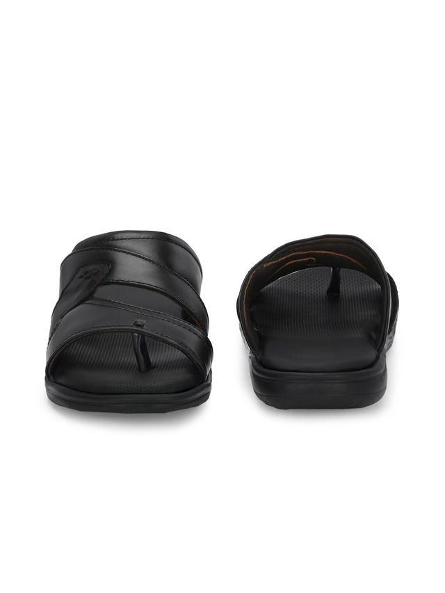 Men Cloud Nine Black Leather Slippers